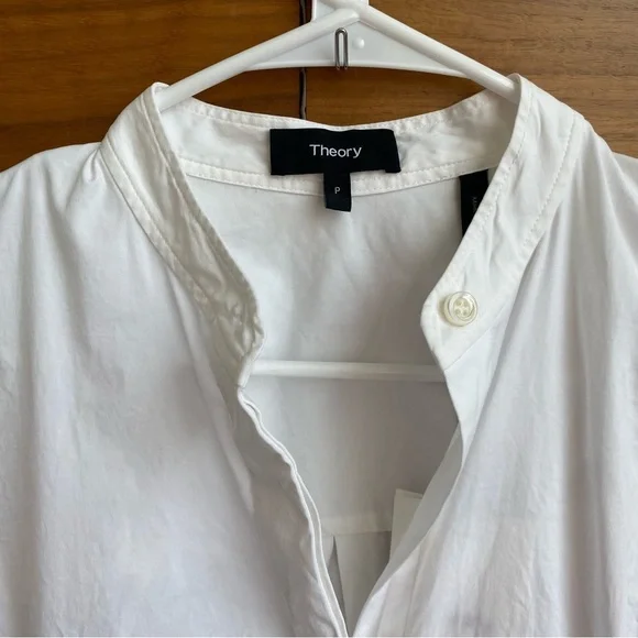 NWT THEORY WHITE LACED BUTTON DOWN, SIZE P - Picture 8 of 16